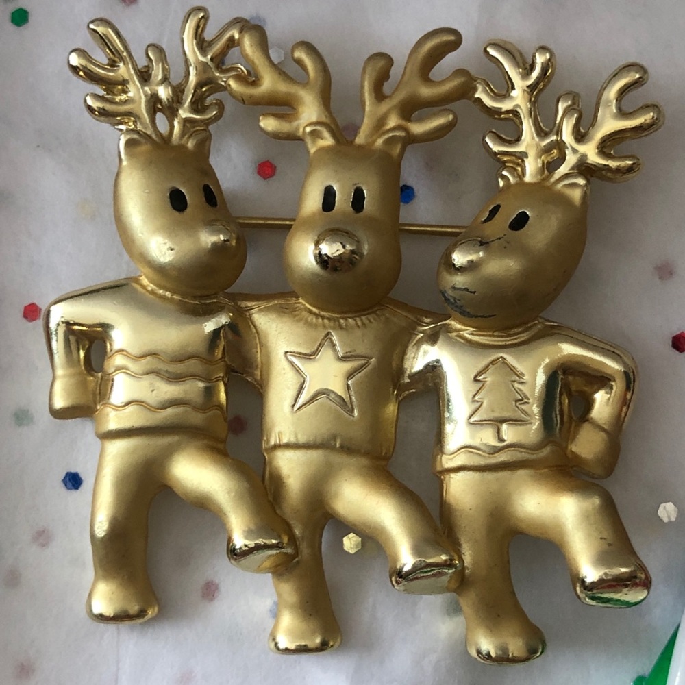 VINTAGE OAJC DANCING REINDEER PIN